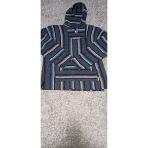 Men's Iguana Jack Hooded Sweatshirt Size XL Color Blue Purple Gray Design Warm